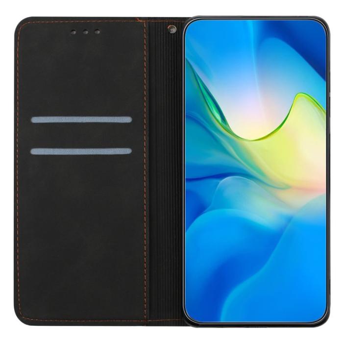 OEM - Samsung Galaxy A55 5G Mobilskal Imprignerat KonstLäder Ställ- Svart