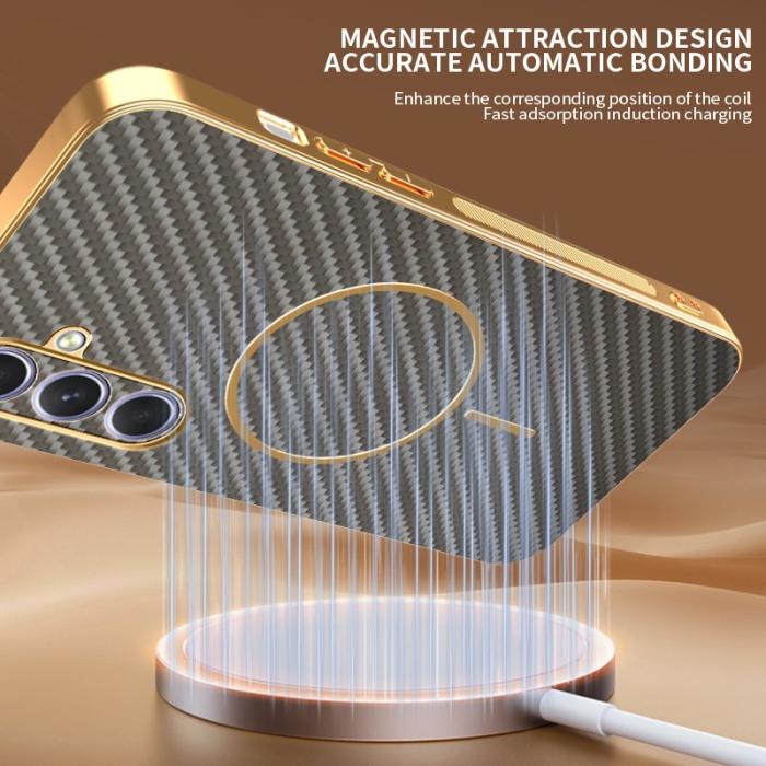 OEM - Samsung Galaxy A55 5G Skal Kolfiber Texturerad TPU - Kaffe