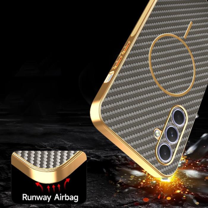 OEM - Samsung Galaxy A55 5G Skal Kolfiber Texturerad TPU - Kaffe