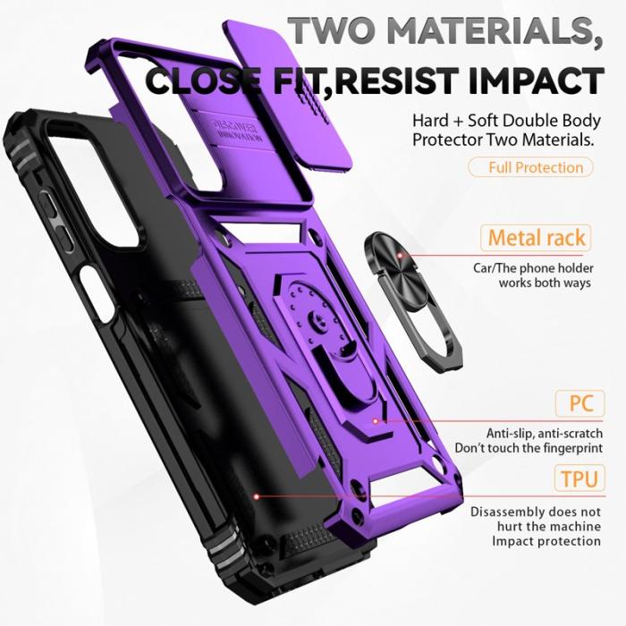 OEM - Samsung Galaxy A55 5G Skal Kombi PC+TPU Ställ Anti-Drop - Lila