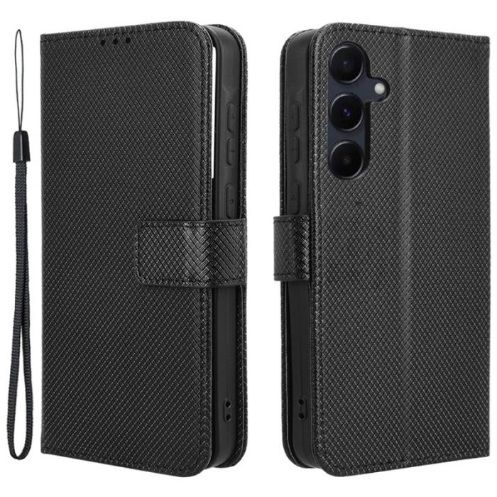 OEM - Samsung Galaxy A55 5G Mobilskal KonstLäder Flip - Svart