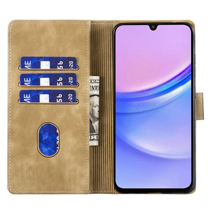 OEM - Samsung Galaxy A55 5G Skal Konstläder Heart Cat - Ljusbrun