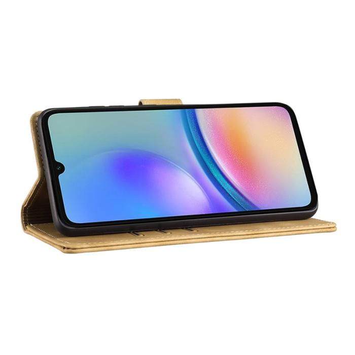 OEM - Samsung Galaxy A55 5G Skal Konstläder Heart Cat - Ljusbrun