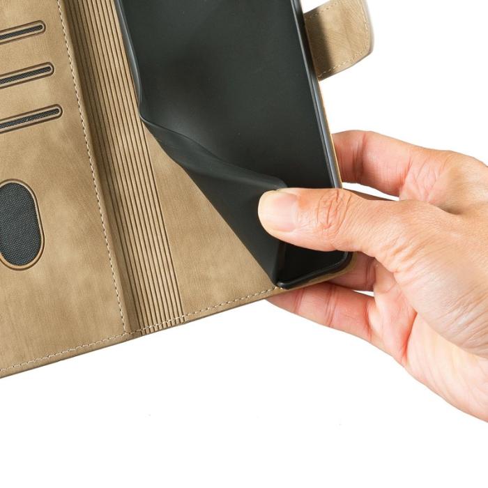 OEM - Samsung Galaxy A55 5G Skal Konstläder Heart Cat - Ljusbrun