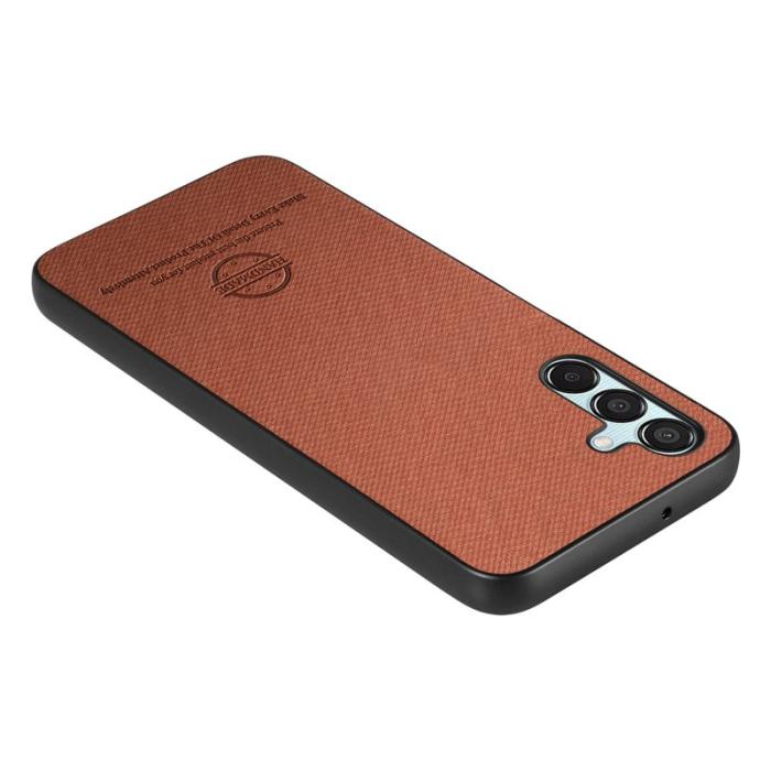 OEM - Samsung Galaxy A55 5G Skal Konstläder + Plast Anti-Drop - Brun