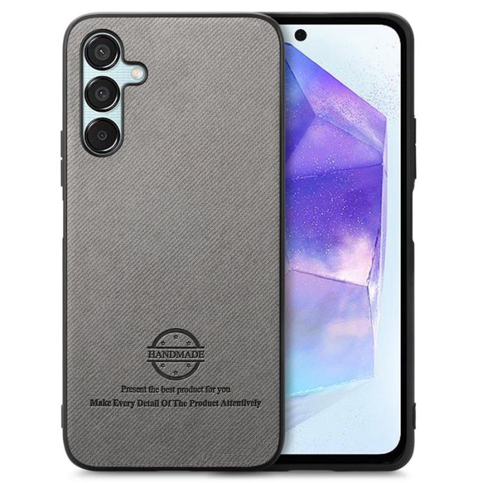 OEM - Samsung Galaxy A55 5G Skal Konstläder + Plast Anti-Drop - Grå