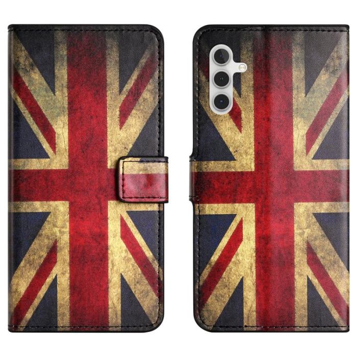 OEM - Samsung Galaxy A55 5G Mobilskal KonstLäder Tryckt Ställ- Union Jack