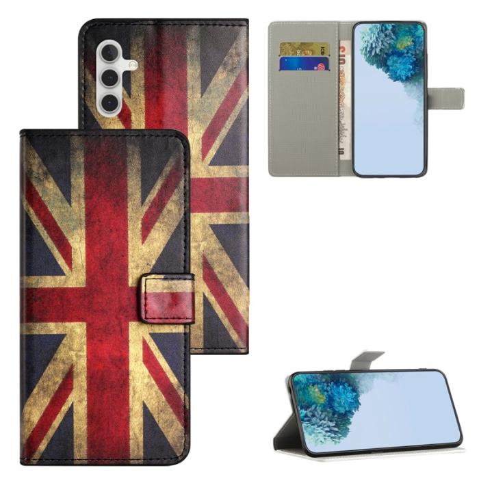 OEM - Samsung Galaxy A55 5G Mobilskal KonstLäder Tryckt Ställ- Union Jack