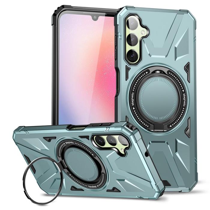 OEM - Samsung Galaxy A55 5G Skal Magnetisk Ring Ställ TPU+PC - Grön