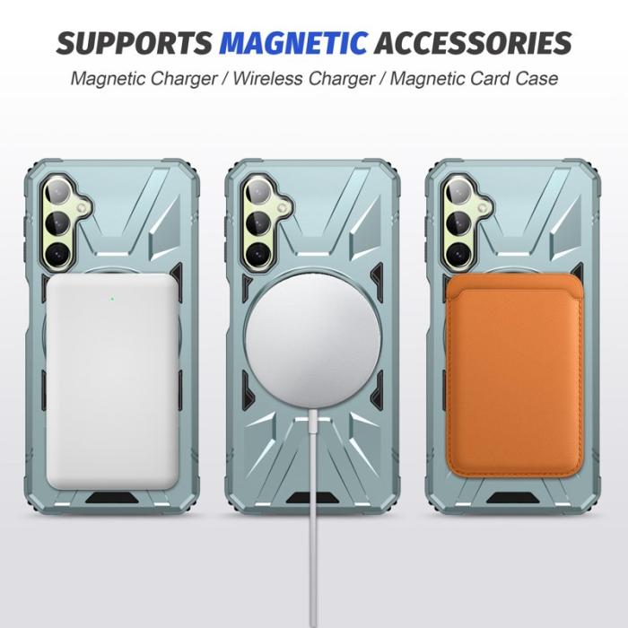 OEM - Samsung Galaxy A55 5G Skal Magnetisk Ring Ställ TPU+PC - Grön