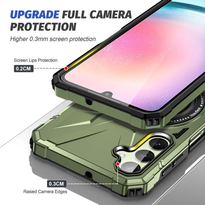 OEM - Samsung Galaxy A55 5G Skal Magnetisk Ring Ställ TPU+PC - Mörkgrön