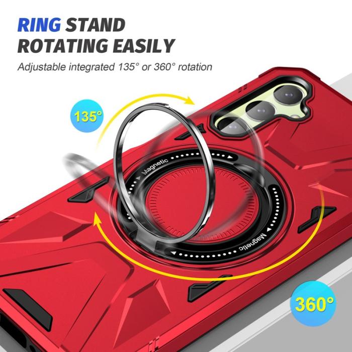 OEM - Samsung Galaxy A55 5G Skal Magnetisk Ring Ställ TPU+PC - Röd