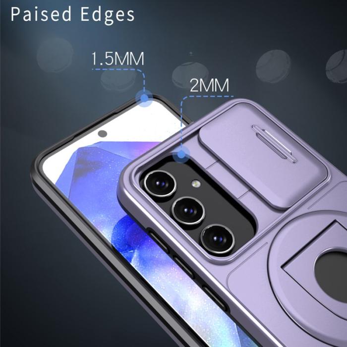 OEM - Samsung Galaxy A55 5G Skal Magnetisk Ställ TPU+PC - Lila