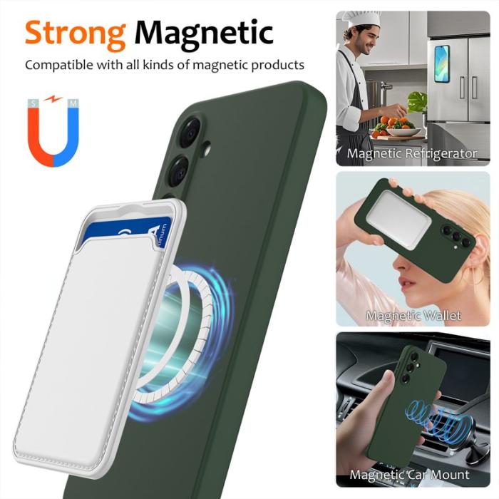 OEM - Samsung Galaxy A55 5G Skal Magnetiskt Anti-Drop Vätskesilikon - Mörkgrön