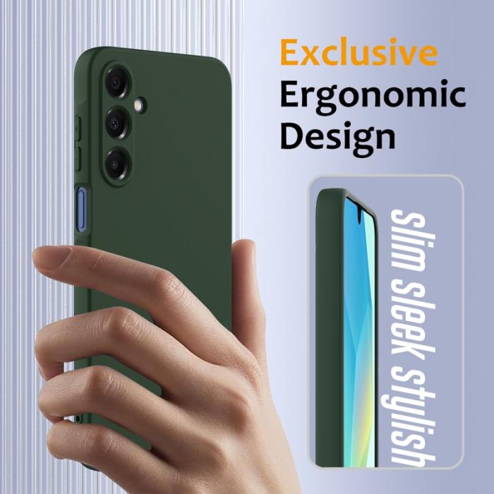 OEM - Samsung Galaxy A55 5G Skal Magnetiskt Anti-Drop Vätskesilikon - Mörkgrön