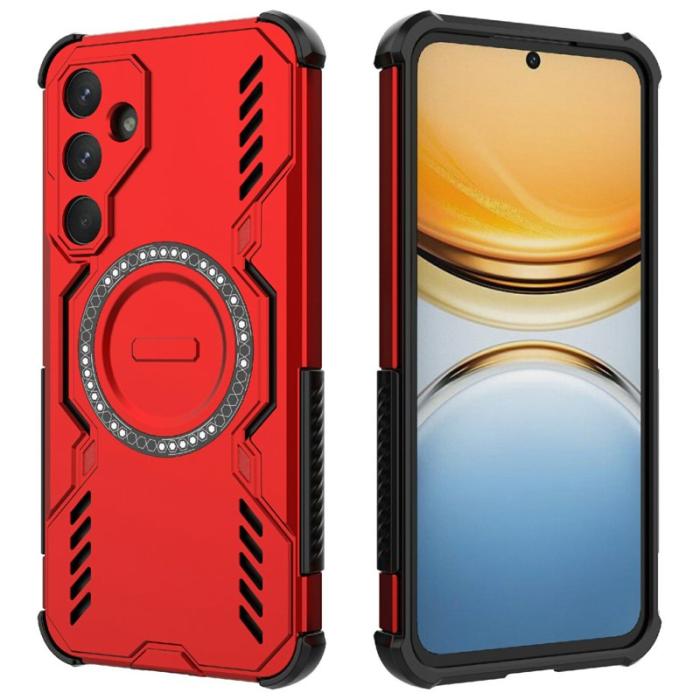 OEM - Samsung Galaxy A55 5G Skal Magnetiskt Butterfly Armor Plast - Röd