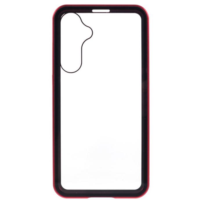 OEM - Samsung Galaxy A55 5G Skal Magnetiskt Härdat Glas Dubbel-Sidig - Röd