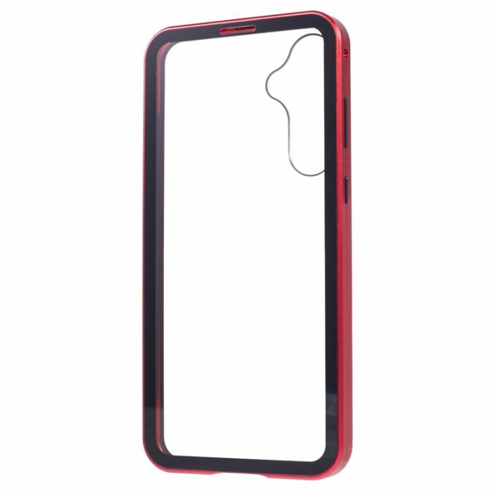 OEM - Samsung Galaxy A55 5G Skal Magnetiskt Härdat Glas Dubbel-Sidig - Röd