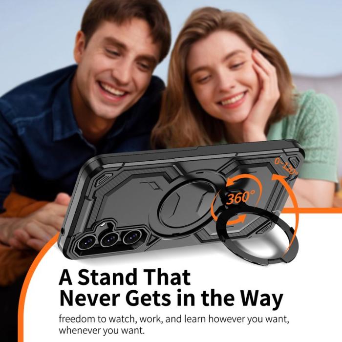 OEM - Samsung Galaxy A55 5G Skal Magnetiskt Ring Ställ PC + TPU - Svart