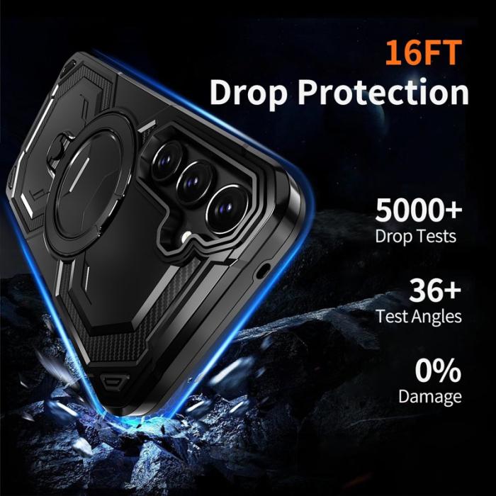 OEM - Samsung Galaxy A55 5G Skal Magnetiskt Ring Ställ PC + TPU - Svart