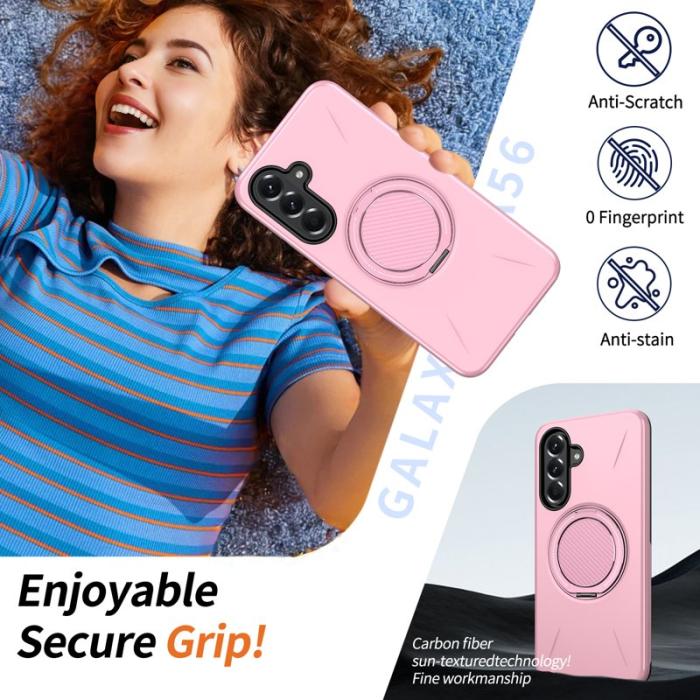 OEM - Samsung Galaxy A55 5G Skal Magnetiskt Rotera Ställ TPU + PC - Rosa