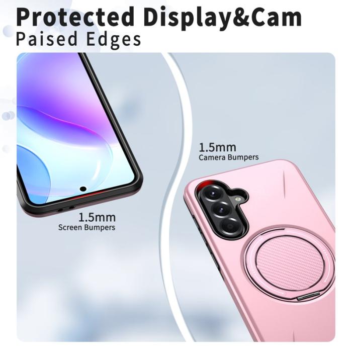 OEM - Samsung Galaxy A55 5G Skal Magnetiskt Rotera Ställ TPU + PC - Rosa