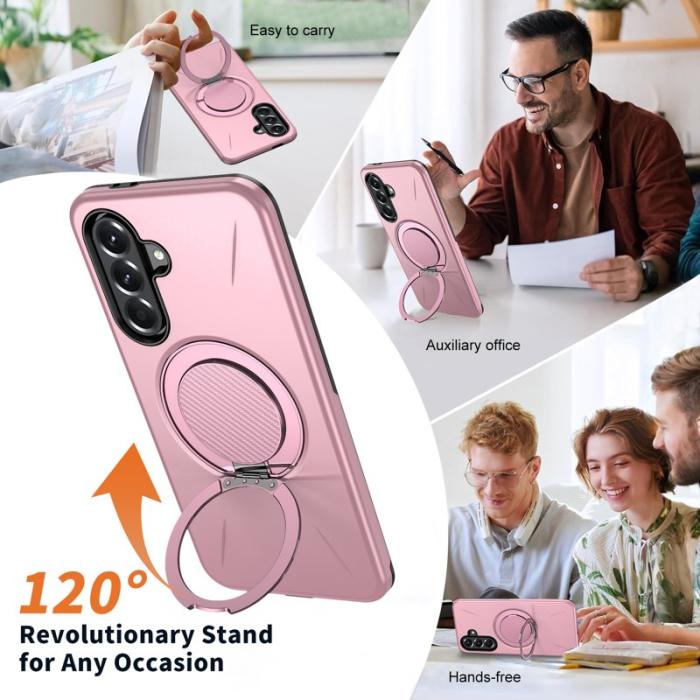 OEM - Samsung Galaxy A55 5G Skal Magnetiskt Rotera Ställ TPU + PC - Rosa