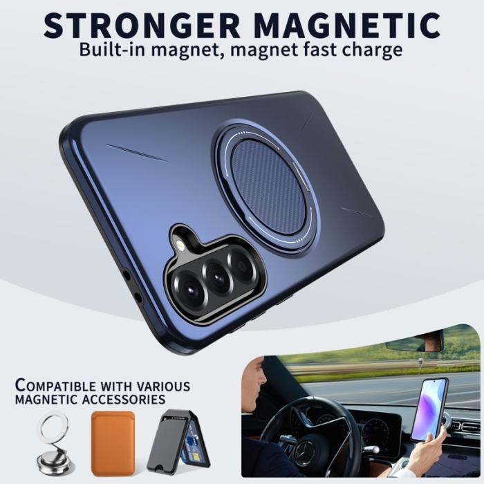 OEM - Samsung Galaxy A55 5G Skal Magnetiskt Ställ TPU + PC - Blå