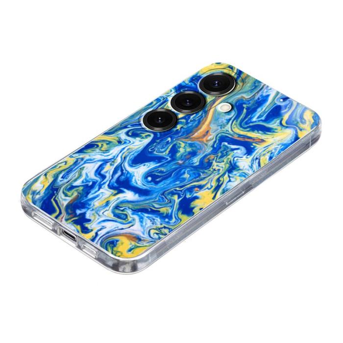 OEM - Samsung Galaxy A55 5G Skal Marmortryck Mjuk TPU - Ljusblå