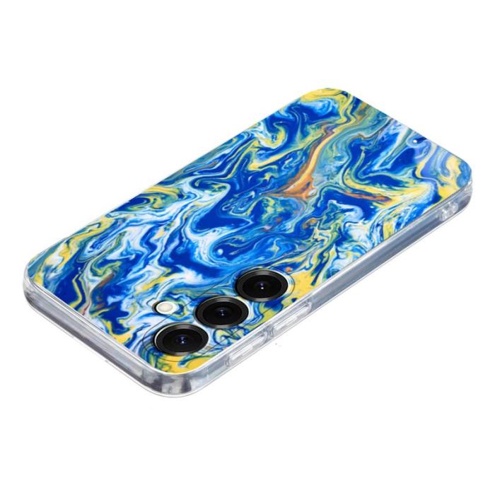 OEM - Samsung Galaxy A55 5G Skal Marmortryck Mjuk TPU - Ljusblå