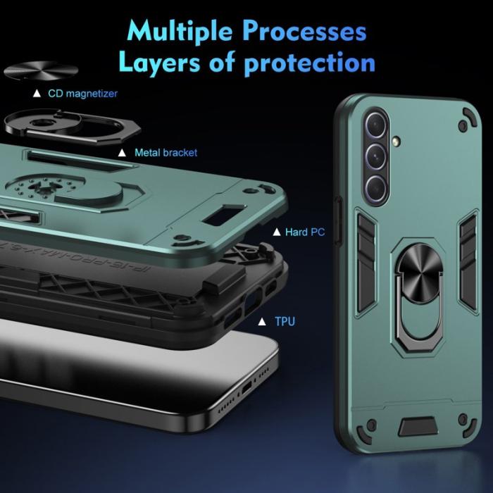 OEM - Samsung Galaxy A55 5G Skal Med Ställ Plast - Grön