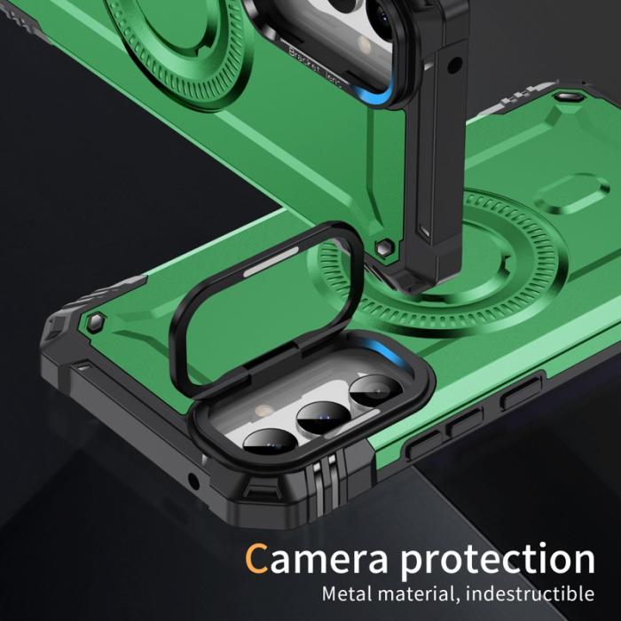 OEM - Samsung Galaxy A55 5G Skal Metall Linsskydd Kickstand PC + TPU - Grön