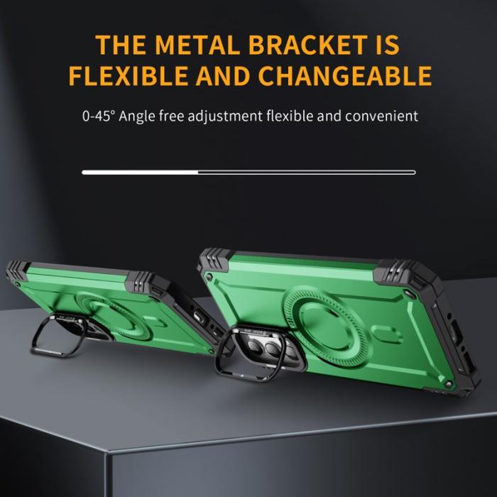 OEM - Samsung Galaxy A55 5G Skal Metall Linsskydd Kickstand PC + TPU - Grön