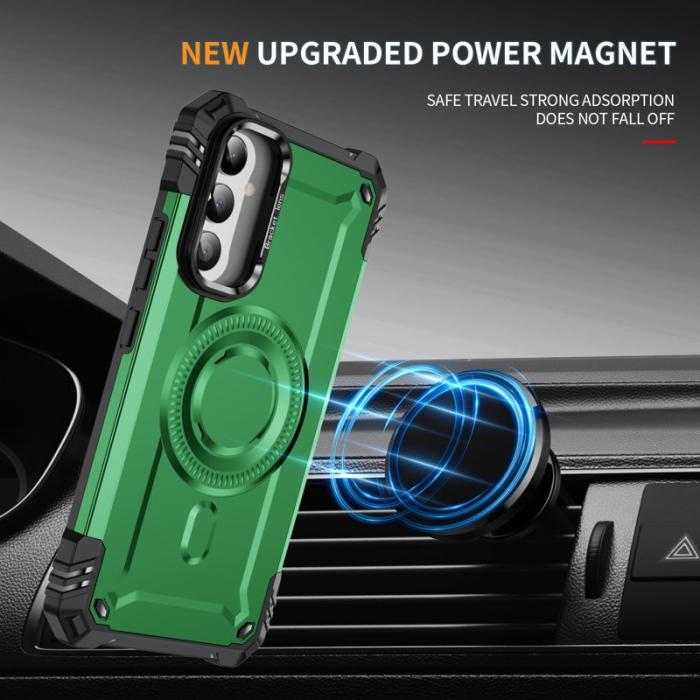 OEM - Samsung Galaxy A55 5G Skal Metall Linsskydd Kickstand PC + TPU - Grön