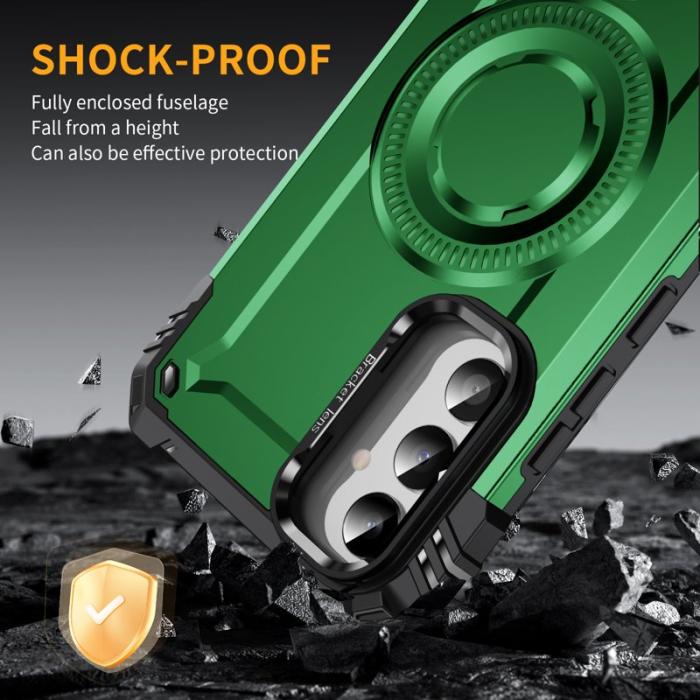 OEM - Samsung Galaxy A55 5G Skal Metall Linsskydd Kickstand PC + TPU - Grön