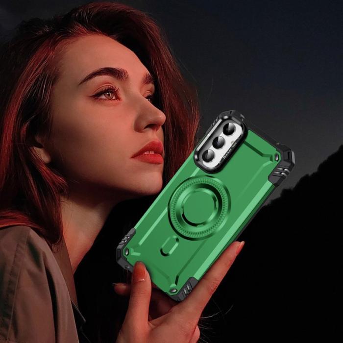 OEM - Samsung Galaxy A55 5G Skal Metall Linsskydd Kickstand PC + TPU - Grön