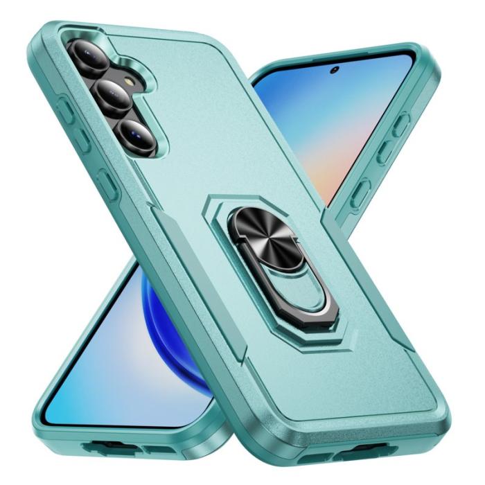 OEM - Samsung Galaxy A55 5G Skal Militärklass Ring Kickstand Plast - Grön