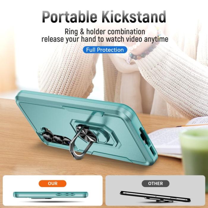 OEM - Samsung Galaxy A55 5G Skal Militärklass Ring Kickstand Plast - Grön