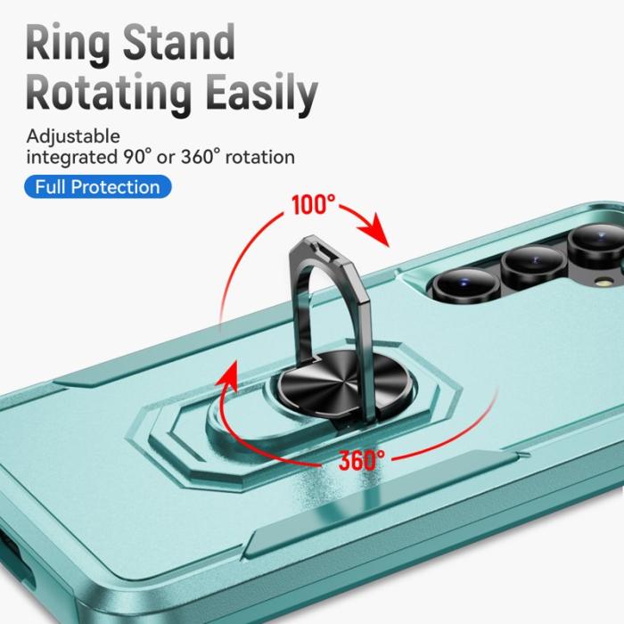 OEM - Samsung Galaxy A55 5G Skal Militärklass Ring Kickstand Plast - Grön