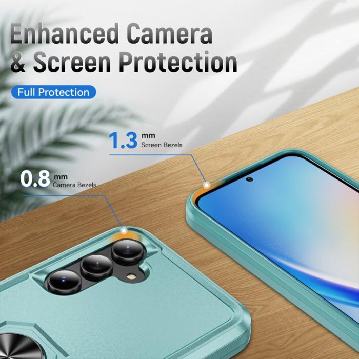 OEM - Samsung Galaxy A55 5G Skal Militärklass Ring Kickstand Plast - Grön