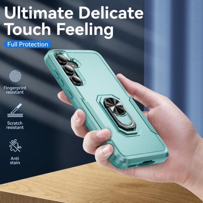 OEM - Samsung Galaxy A55 5G Skal Militärklass Ring Kickstand Plast - Grön