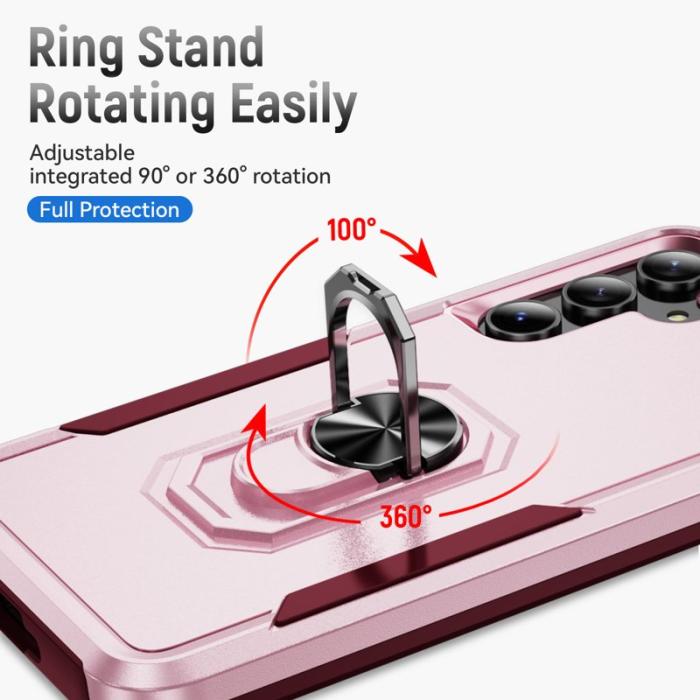 OEM - Samsung Galaxy A55 5G Skal Militärklass Ring Kickstand Plast - Rosa
