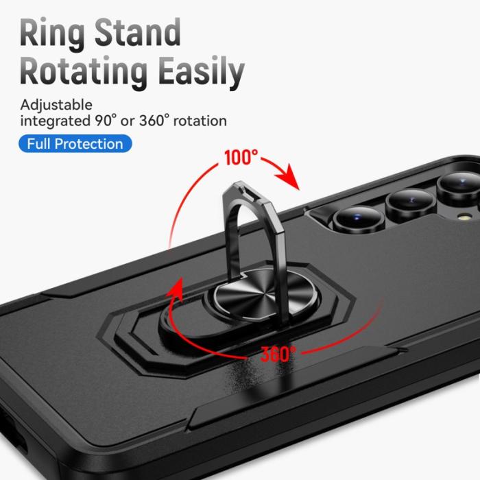 OEM - Samsung Galaxy A55 5G Skal Militärklass Ring Kickstand Plast - Svart