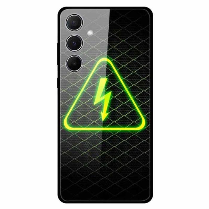OEM - Samsung Galaxy A55 5G Skal Mönstertryck Härdat Glas+TPU - Blixtsymbol