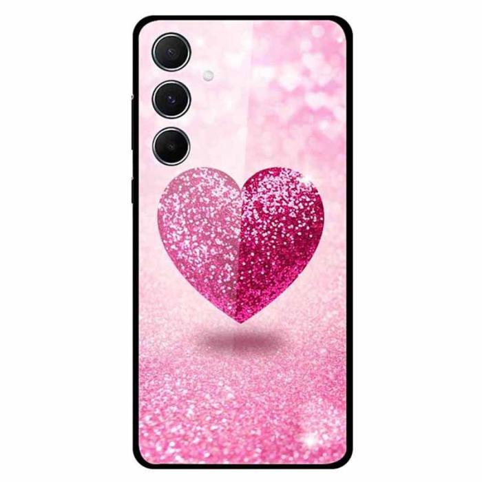 OEM - Samsung Galaxy A55 5G Skal Mönstertryck Härdat Glas+TPU - Heart