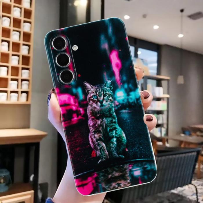 OEM - Samsung Galaxy A55 5G Skal Mönstertryck Skyddande TPU - Ljus och Katt