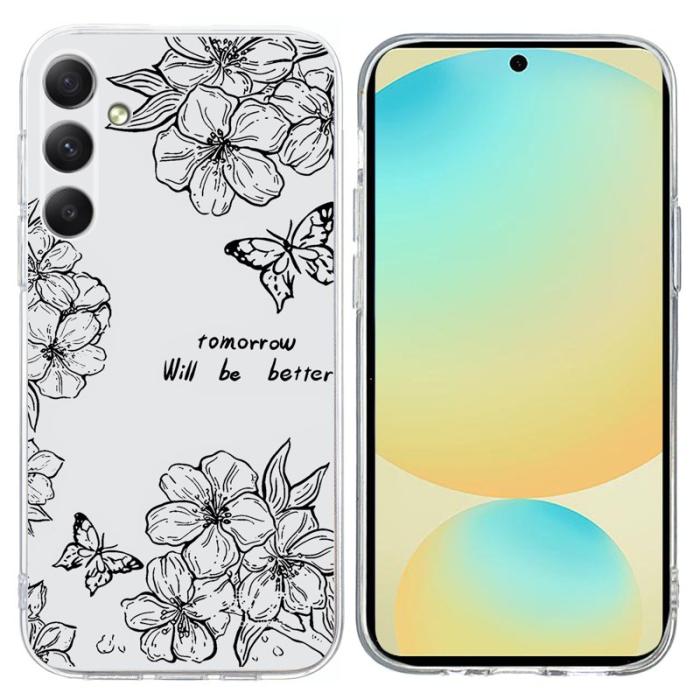 OEM - Samsung Galaxy A55 5G Skal Mönstertryck Stöttålig Mjuk TPU - Fjäril Blomma