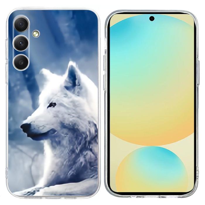 OEM - Samsung Galaxy A55 5G Skal Mönstertryck Stöttålig Soft TPU - Vit Wolf