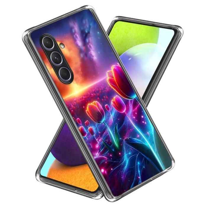 OEM - Samsung Galaxy A55 5G Skal Mönstertryckt Stötskydd TPU - Blommor med Löv