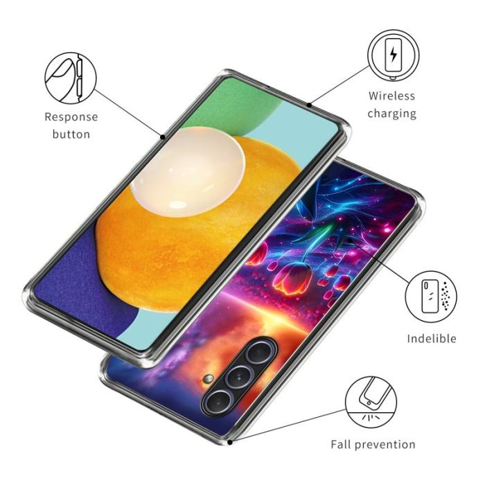 OEM - Samsung Galaxy A55 5G Skal Mönstertryckt Stötskydd TPU - Blommor med Löv